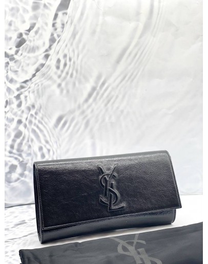 YSL SAINT LAURENT BELLE DE JOUR CLUTCH IN BLACK PATENT LEATHER