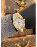 (UNUSED) 2004 ROLEX DATEJUST 36 HALF 18K 750 YELLOW GOLD JUBILEE REF 16233 WHITE ROMAN NUMERALS DIAL 36MM AUTOMATIC WATCH -FULL SET-