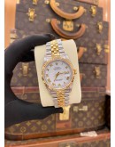 (UNUSED) 2004 ROLEX DATEJUST 36 HALF 18K 750 YELLOW GOLD JUBILEE REF 16233 WHITE ROMAN NUMERALS DIAL 36MM AUTOMATIC WATCH -FULL SET-