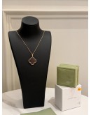 2018 VAN CLEEF & ARPELS VINTAGE ALHAMBRA PENDANT NECKLACE IN 18K 750 ROSE GOLD WITH WOOD MOTIF -FULL SET-