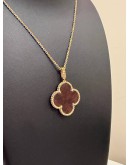 2018 VAN CLEEF & ARPELS VINTAGE ALHAMBRA PENDANT NECKLACE IN 18K 750 ROSE GOLD WITH WOOD MOTIF -FULL SET-