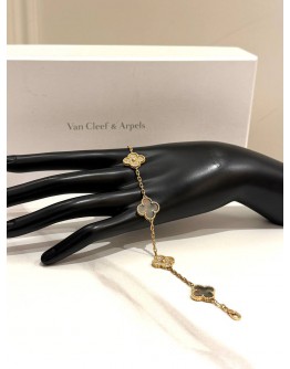 (LIKE NEW) 2021 VCA VAN CLEEF & ARPELS VINTAGE ALHAMBRA 5 MOTIFS BRACELET IN 18K 750 ROSE GOLD WITH DIAMONDS & MOTHER OF PEARL