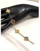 (LIKE NEW) 2021 VCA VAN CLEEF & ARPELS VINTAGE ALHAMBRA 5 MOTIFS BRACELET IN 18K 750 ROSE GOLD WITH DIAMONDS & MOTHER OF PEARL