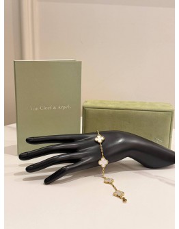 (UNUSED) 2020 VCA VAN CLEEF & ARPELS VINTAGE ALHAMBRA 5 MOTIFS BRACELET IN 18K 750 YELLOW GOLD WITH MOTHER OF PEARL -FULL SET-