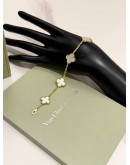 (UNUSED) 2020 VCA VAN CLEEF & ARPELS VINTAGE ALHAMBRA 5 MOTIFS BRACELET IN 18K 750 YELLOW GOLD WITH MOTHER OF PEARL -FULL SET-