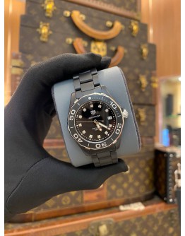 (UNUSED) 2017 TAG HEUER AQUARACER LADY DIAMOND BLACK CERAMIC REF WAY1397 BLACK DIAL 35MM QUARTZ WATCH -FULL SET-