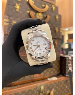 (UNUSED) 2025 ROLEX DATEJUST 41 REF 126300 WHITE ROMAN NUMERALS DIAL 41MM AUTOMATIC WATCH -FULL SET-