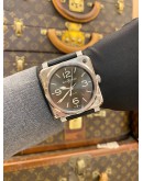 (LIKE NEW) 2023 BELL & ROSS BR 03-92 GREY LUM REF BR0392 GREY LUM DIAL 42MM AUTOMATIC WATCH -FULL SET-