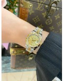 (LIKE NEW) 2009 ROLEX LADY DATEJUST HALF 18K 750 YELLOW GOLD JUBILEE DIAMOND REF 179313 CHAMPAGNE DIAL 26MM AUTOMATIC WATCH 