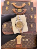 (LIKE NEW) 2009 ROLEX LADY DATEJUST HALF 18K 750 YELLOW GOLD JUBILEE DIAMOND REF 179313 CHAMPAGNE DIAL 26MM AUTOMATIC WATCH 