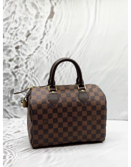 LOUIS VUITTON SPEEDY 25 BAG IN BROWN DAMIER EBENE CANVAS