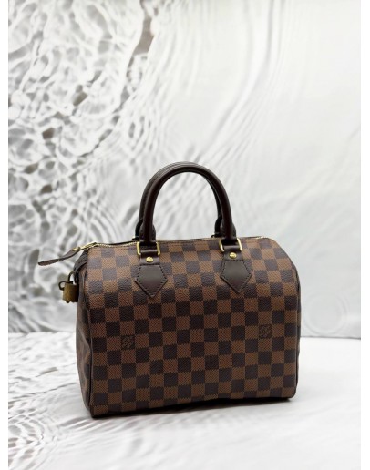 LOUIS VUITTON SPEEDY 25 BAG IN BROWN DAMIER EBENE CANVAS