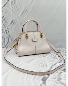 TOD’S SELLA MINI TOP HANDLE BAG IN LIGHT PINK LEATHER 