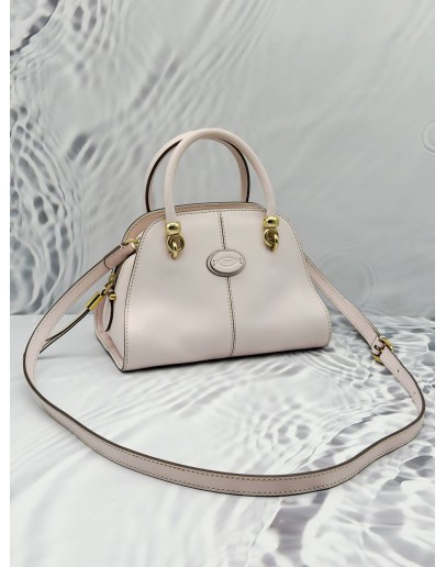 TOD’S SELLA MINI TOP HANDLE BAG IN LIGHT PINK LEATHER 