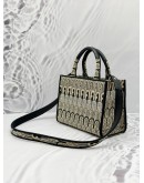 FURLA OPPORTUNITY MINI TOTE BAG IN BLACK COLORWAY JACQUARD WITH LEATHER 