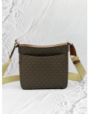 MICHAEL KORS JET SET TRAVEL CROSSBODY BAG IN BROWN SIGNATURE CANVAS WITH LIGHT BROWN LEATHER 