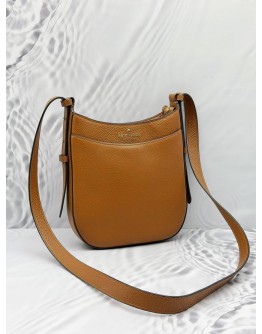 KATE SPADE LEILA NORTH SOUTH CROSSBODY BAG IN BROWN LEATHER 