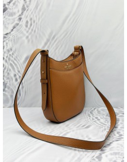 KATE SPADE LEILA NORTH SOUTH CROSSBODY BAG IN BROWN LEATHER 