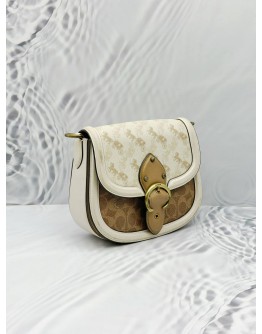 COACH BEAT SADDLE BAG IN OFF WHITE COLORWAY CANVAS WITH LEATHER 