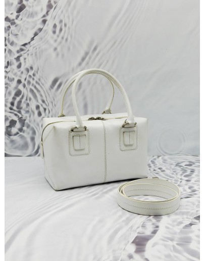 TOD’S TOP HANDLE BAG IN WHITE LEATHER 