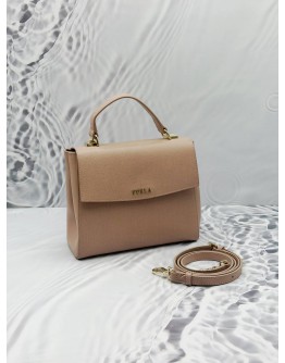 FURLA TOP HANDLE BAG IN BEIGE LEATHER 
