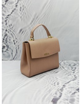 FURLA TOP HANDLE BAG IN BEIGE LEATHER 