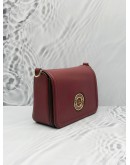 MARC JACOBS SIGNET FLAP CROSSBODY BAG IN BURGUNDY LEATHER