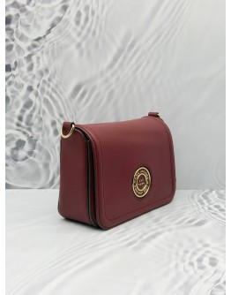 MARC JACOBS SIGNET FLAP CROSSBODY BAG IN BURGUNDY LEATHER