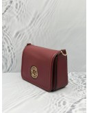 MARC JACOBS SIGNET FLAP CROSSBODY BAG IN BURGUNDY LEATHER