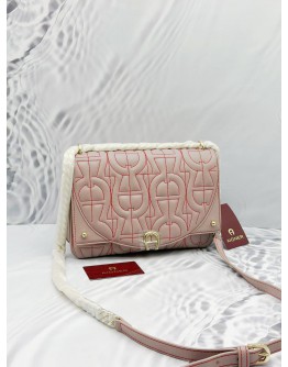 (UNUSED) AIGNER DIADORA SHOULDER AND CROSSBODY BAG IN DUSTY PINK LEATHER 