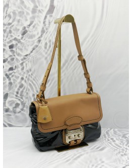 BALLY SHOULDER BAG IN BROWN WITH BLACK LEATHER 