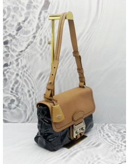 BALLY SHOULDER BAG IN BROWN WITH BLACK LEATHER 