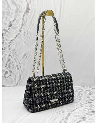 KATE SPADE CARLYLE SHOULDER BAG IN DARK BLUE COLORWAY TWEED WITH LEATHER 