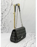 KATE SPADE CARLYLE SHOULDER BAG IN DARK BLUE COLORWAY TWEED WITH LEATHER 