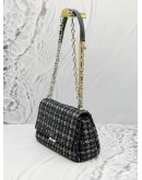 KATE SPADE CARLYLE SHOULDER BAG IN DARK BLUE COLORWAY TWEED WITH LEATHER 