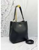COACH MOLLIE BUCKET SHOULDER BAG IN BLACK LEATHER 