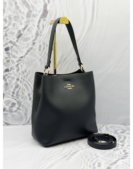 COACH MOLLIE BUCKET SHOULDER BAG IN BLACK LEATHER 