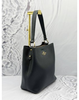 COACH MOLLIE BUCKET SHOULDER BAG IN BLACK LEATHER 