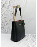 COACH MOLLIE BUCKET SHOULDER BAG IN BLACK LEATHER 