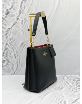 COACH MOLLIE BUCKET SHOULDER BAG IN BLACK LEATHER 