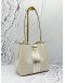 MICHAEL KORS PRATT SHOULDER BAG IN WHITE WITH BEIGE CANVAS WITH LEATHER 
