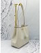MICHAEL KORS PRATT SHOULDER BAG IN WHITE WITH BEIGE CANVAS WITH LEATHER 