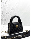 (UNUSED) MICROCHIP CHANEL MINI KELLY BAG IN BLACK CALFSKIN LEATHER -FULL SET-