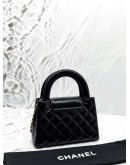 (UNUSED) MICROCHIP CHANEL MINI KELLY BAG IN BLACK CALFSKIN LEATHER -FULL SET-