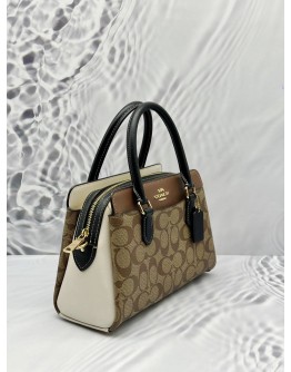 (LIKE NEW) COACH DARCIE CARRYALL BAG IN BROWN COLORWAY CC SIGNATURE CANVAS WITH LEATHER 