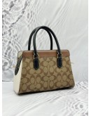 (LIKE NEW) COACH DARCIE CARRYALL BAG IN BROWN COLORWAY CC SIGNATURE CANVAS WITH LEATHER 