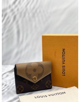 (LIKE NEW) LOUIS VUITTON ZOE WALLET IN BROWN MONOGRAM REVERSE GIANT CANVAS -FULL SET-