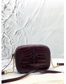 (LIKE NEW) TORY BURCH MCGRAW CAMERA CROSSBODY BAG IN BURGUNDY EMBOSSED LEATHER