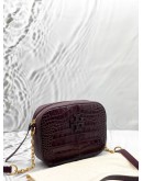 (LIKE NEW) TORY BURCH MCGRAW CAMERA CROSSBODY BAG IN BURGUNDY EMBOSSED LEATHER