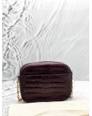 (LIKE NEW) TORY BURCH MCGRAW CAMERA CROSSBODY BAG IN BURGUNDY EMBOSSED LEATHER